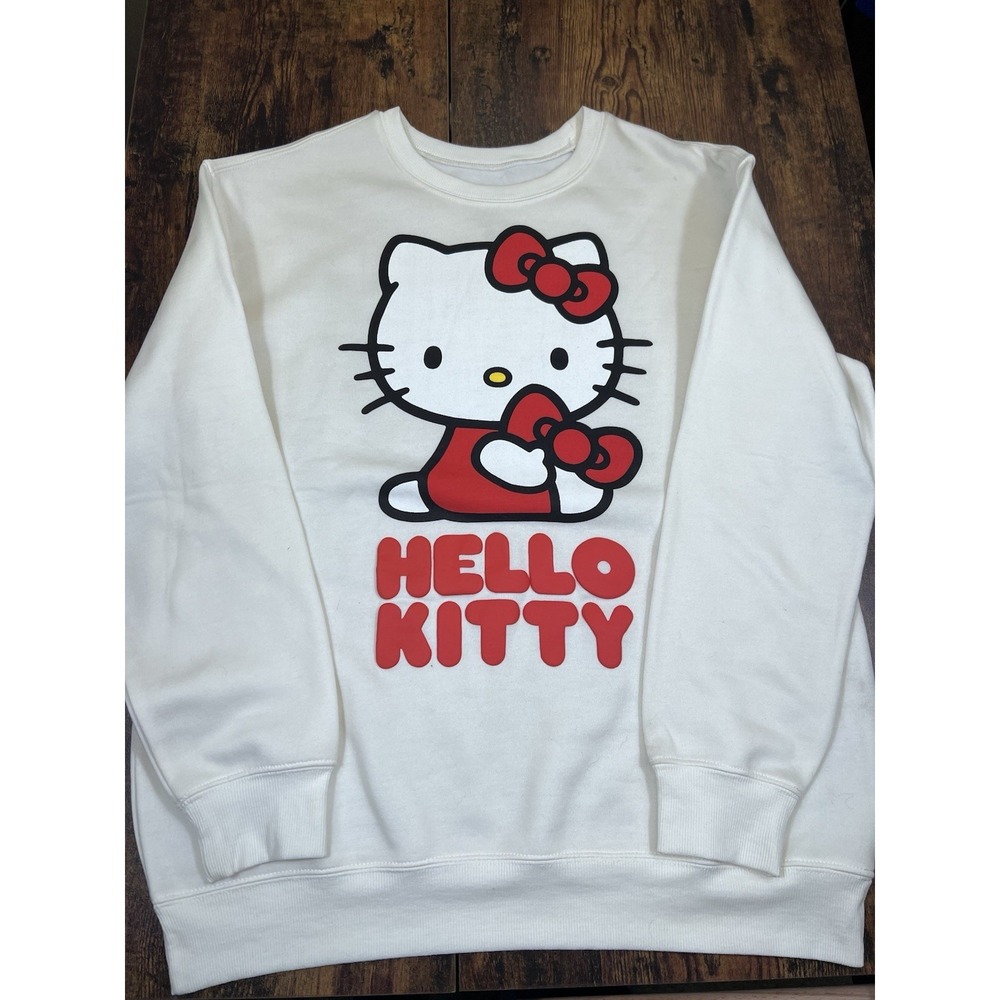 Hello Kitty Sweatshirt Women's Large‎ White Very Nice Graphic